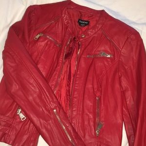 Red leather jacket